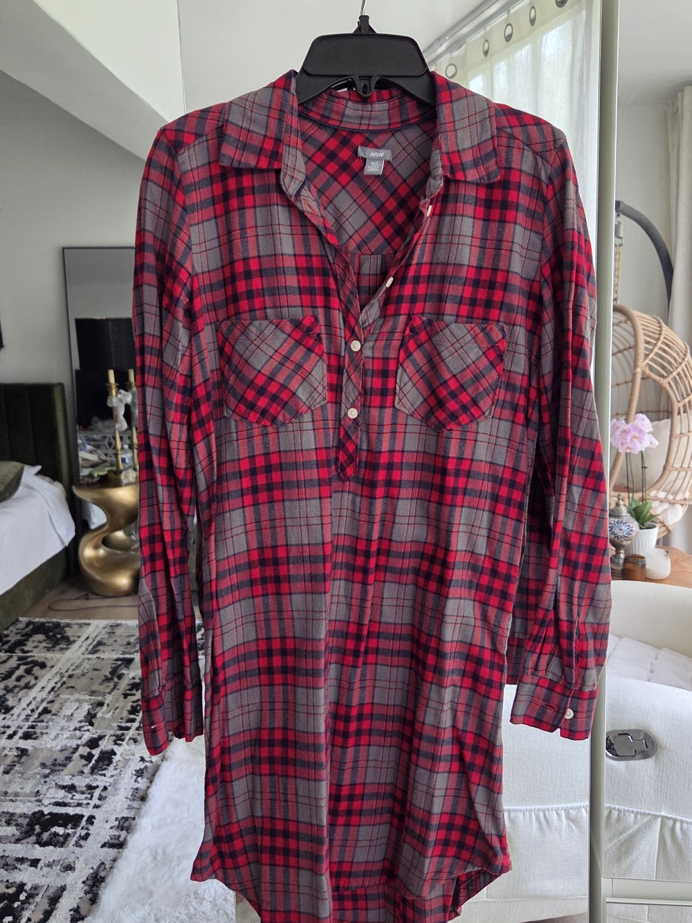 Aerie Red and Gray Plaid Dress